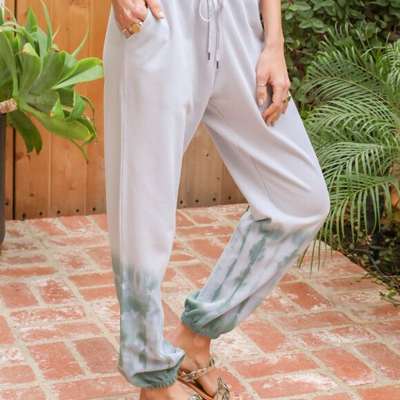 HEM & THREAD Sage Tie-Dye Jogger Lounge Pants - Picture 2 of 7